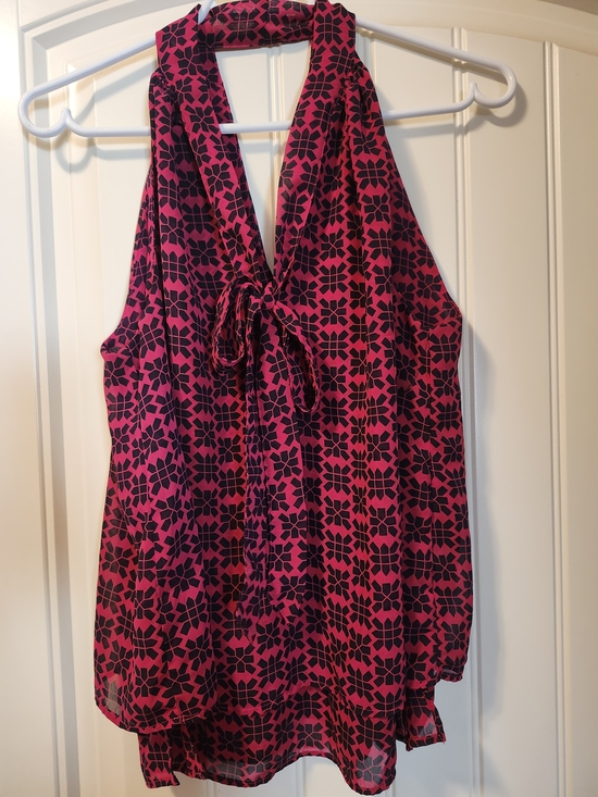 Banana Republic Tops - Banana Republic Pink and Black Halter Tie-Neck Camisole